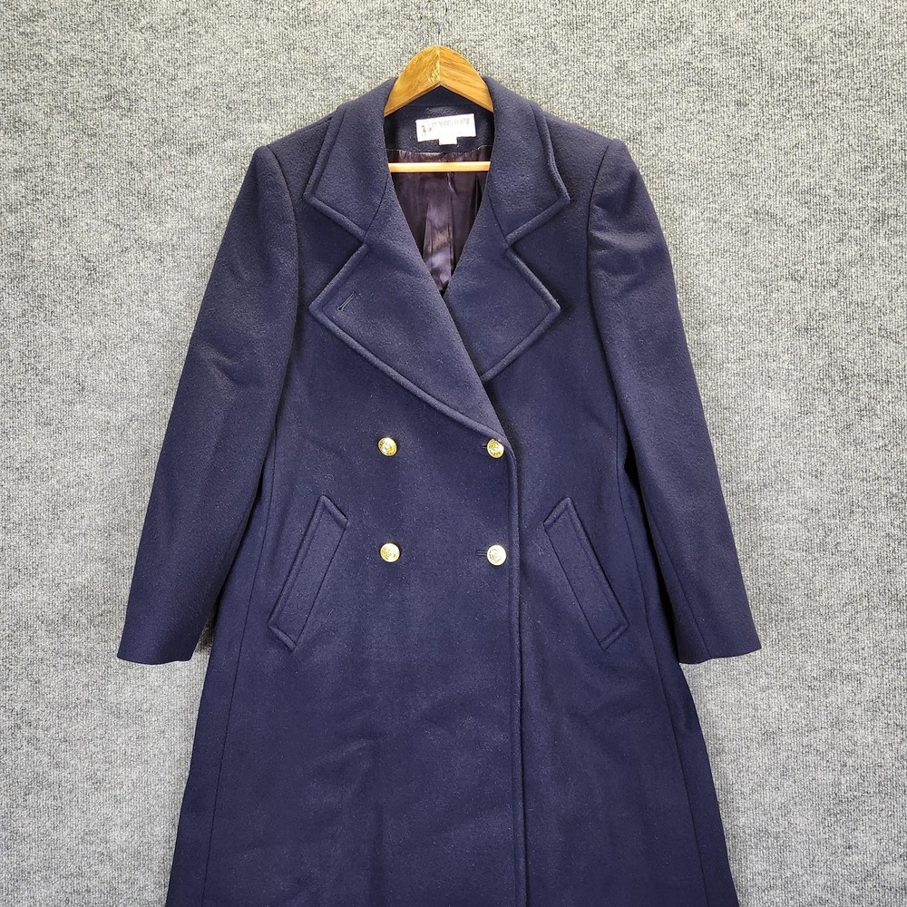 Vintage Peabody House Wool Coat Womens 11/12‎ Navy Double Breasted Gold Pea